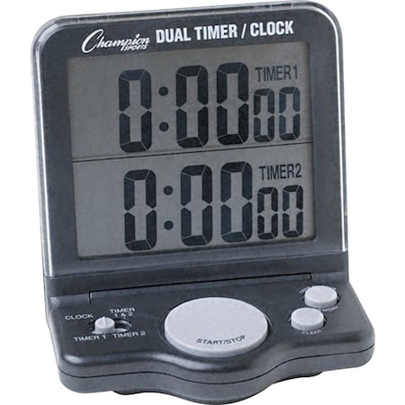 Champion Sports Dual Timer/Stop Watch, 1" Display, Black CSIDC100
